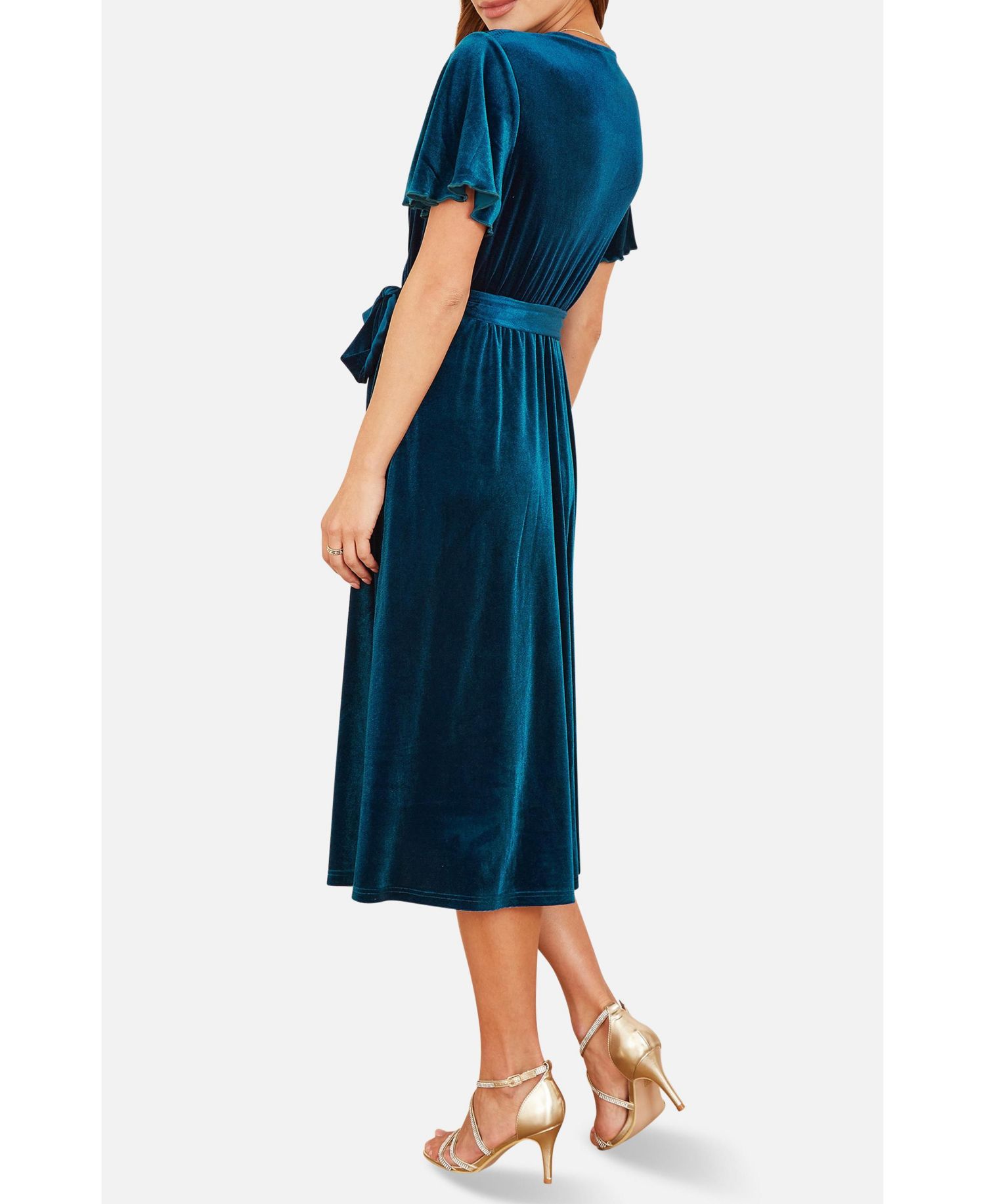 Women's Velvet Split Hem Midi Dress