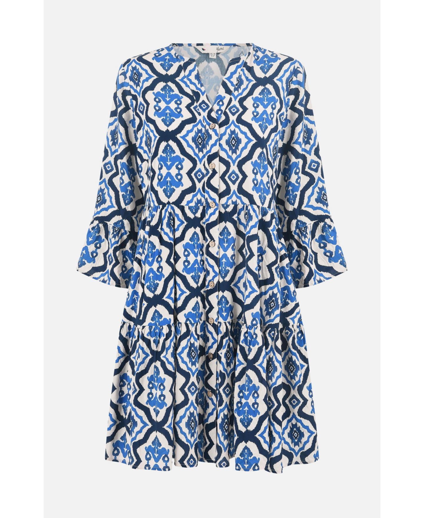 Женское платье Yumi Ikat Print 3/4 Sleeve Tunic, цвет: Синий — фото 7