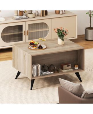 Farmhouse Accent Modern Coffee Table with Storage for Living Room Bedroom