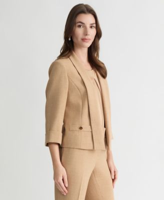 Women's Cuffed 3/4-Sleeve Shawl-Collar Blazer