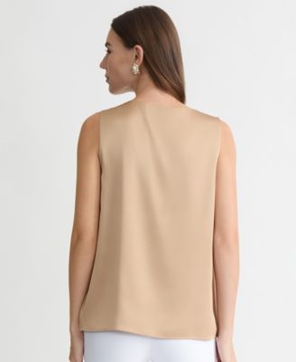 Women's Sleeveless Pleated Satin Top