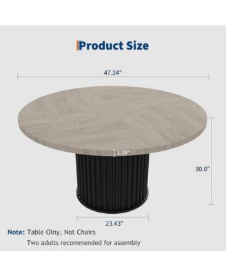 47" Round Dining Table for 4-6 Diners, with a Robust Wave-Shaped Metal Pedestal Base