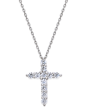 image of Diamond Cross Pendant Necklace (1/2 ct. t.w.) in 14k White Gold