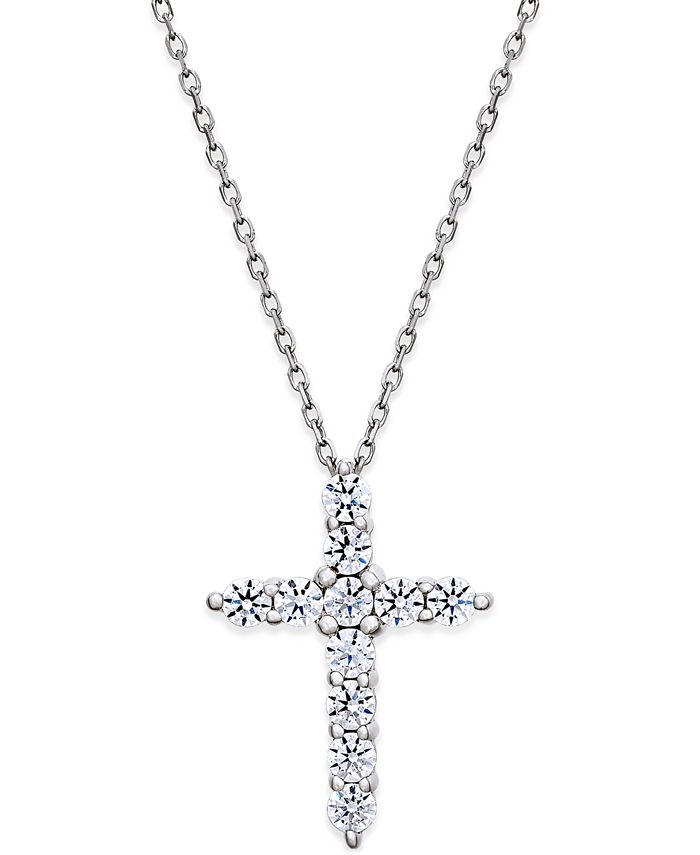 Macy's - Diamond Cross Pendant Necklace (1/2 ct. t.w.) in 14k White Gold