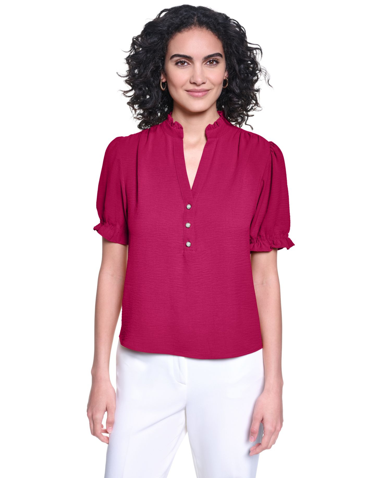 Women's V-Neck Short-Sleeve Blouse