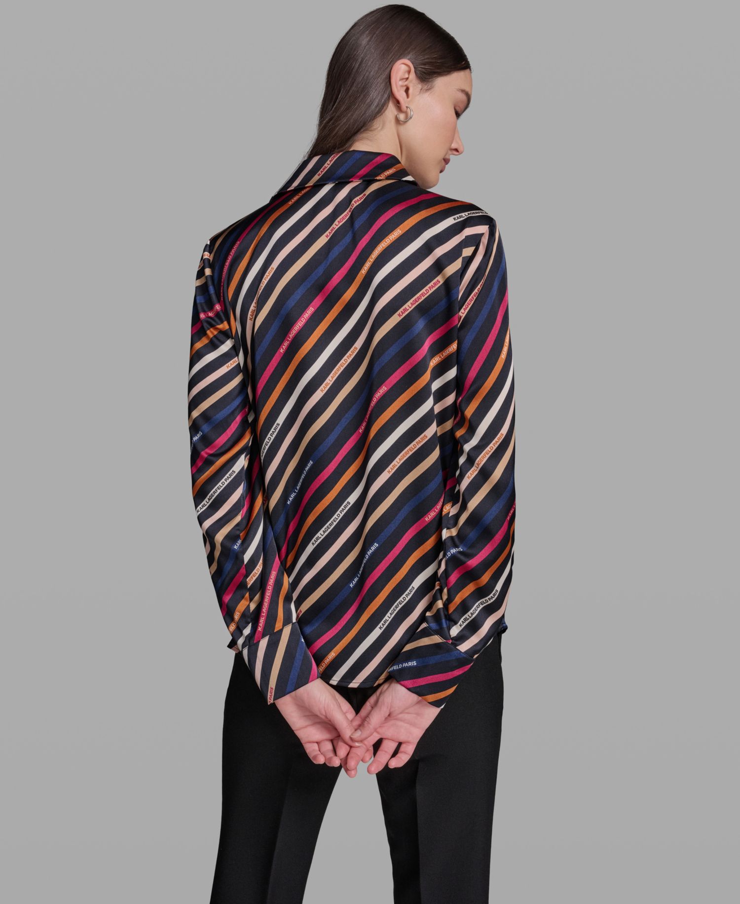 Women's Long-Sleeve Printed Collared Blouse