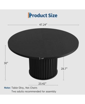 47" Round Dining Table for 4-6 Diners, with a Robust Wave-Shaped Metal Pedestal Base