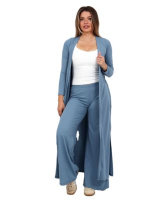 Women's Long-Sleeve Jacket and Wide-Leg Pant Set