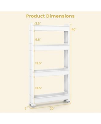 4-Tier Multifunctional Slim PP Storage Trolley with Ventilated Trays