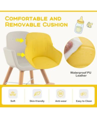 Baby 3-in-1 Convertible Wooden High Chair with Adjustable Tray and 5-Point Harness