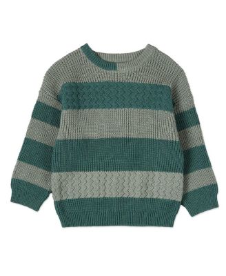 Little Boys Little/ 2-Tone Striped Cotton Rich Knit Pullover Sweater