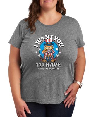 Plus Size Garfield Want You to Have Happy Fourth Short-Sleeve Graphic T-Shirt