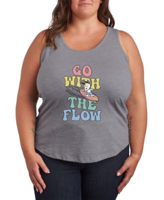 Plus Size Peanuts Go with the Flow Racerback Graphic Tank Top