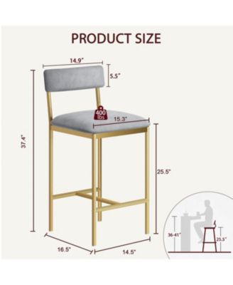 Kitchen Chairs Set of 2, Padded Bar Stools with Backrest for Dining and Bar Area