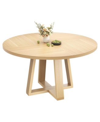 4-6 Person Round Farmhouse Dining Table with Pedestal
