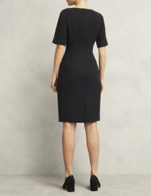 knee length dresses for ladies Wedding-Guest Midi Party Dress with Short Sleeves Hunter Green / Large main image 1