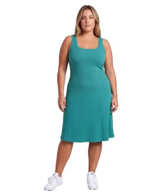 Plus Size Curvy Ribbed Knit A-Line Dress