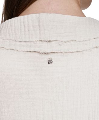 Petite Puff Short-Sleeve Tie-Front V-Neck Shirt