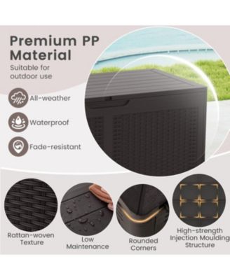 100 Gallon Resin Deck Box Outdoor Waterproof Storage Bench