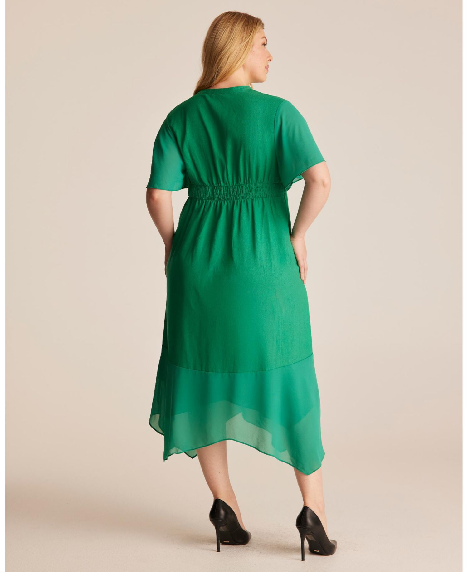 Women's Claudia Linen Contrast Trim V-neck Midi Dress