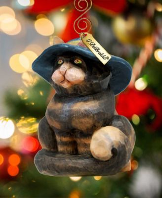 Fifield Cat Sculpted Hand, Painted Christmas Figurine