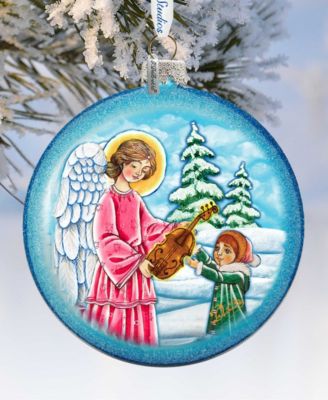Guardian of Music Angel Glass Ornament