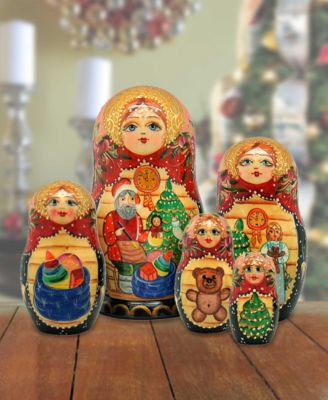 Night Before Christmas 5 Piece Russian Matryoshka Nested Doll