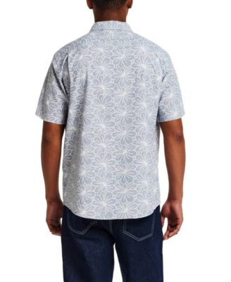 Men's Short-Sleeve Button Down 100% Cotton Print Shirt
