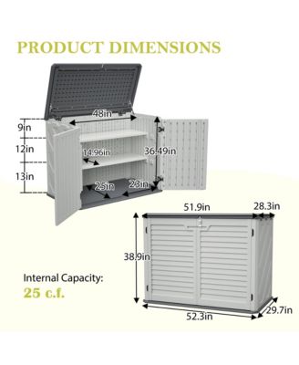 28 Cu. Ft. Lockable Outdoor Storage Cabinet Shed with Removable Shelf