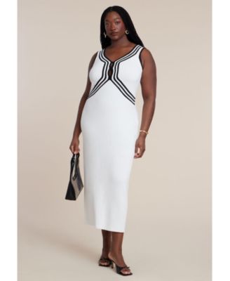 Women's Contrast Tubing Sweater Dress
