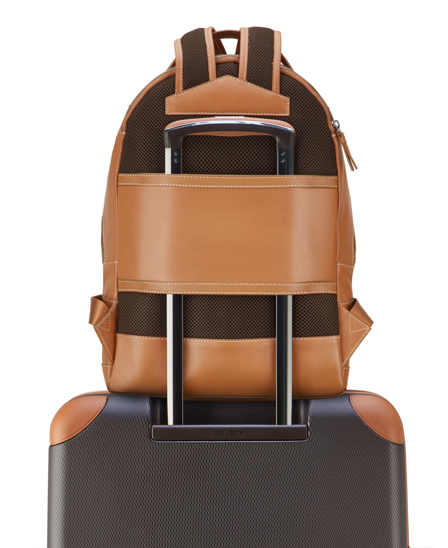 Рюкзак Delsey Paris Chatelet 17" Leather, цвет: Коньячный — фото 6