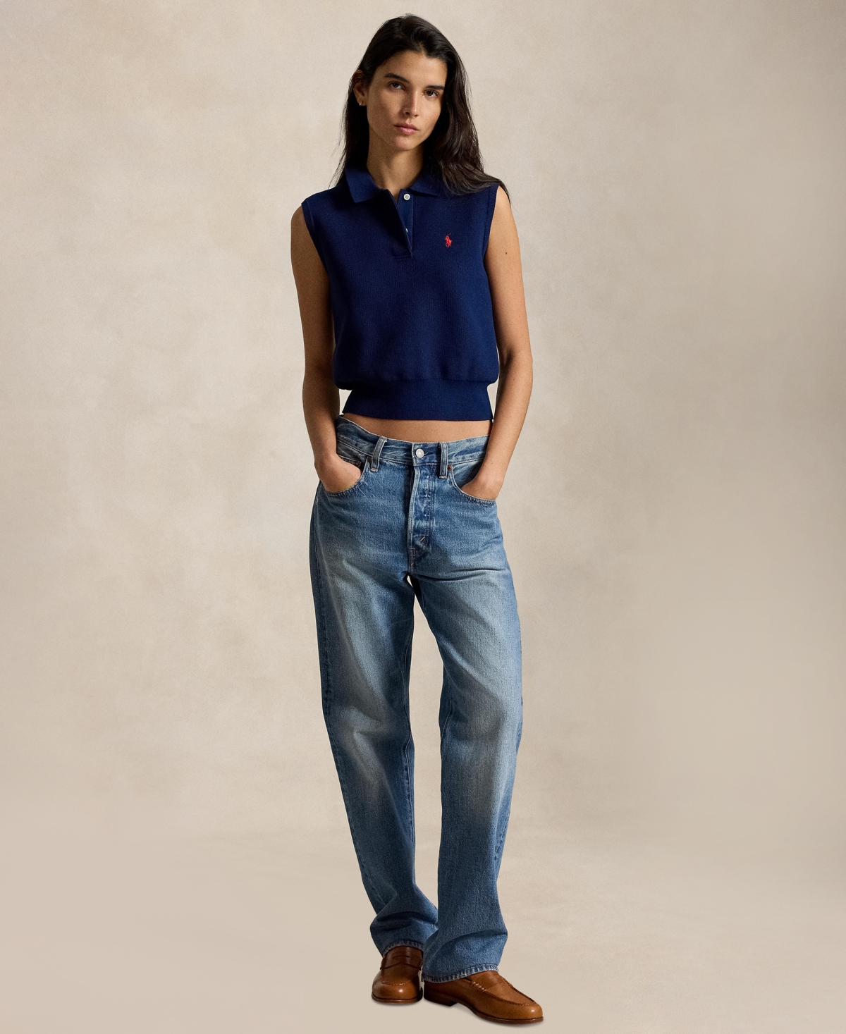Polo Ralph Lauren Women's Ribbed Collar Sleeveless Sweater