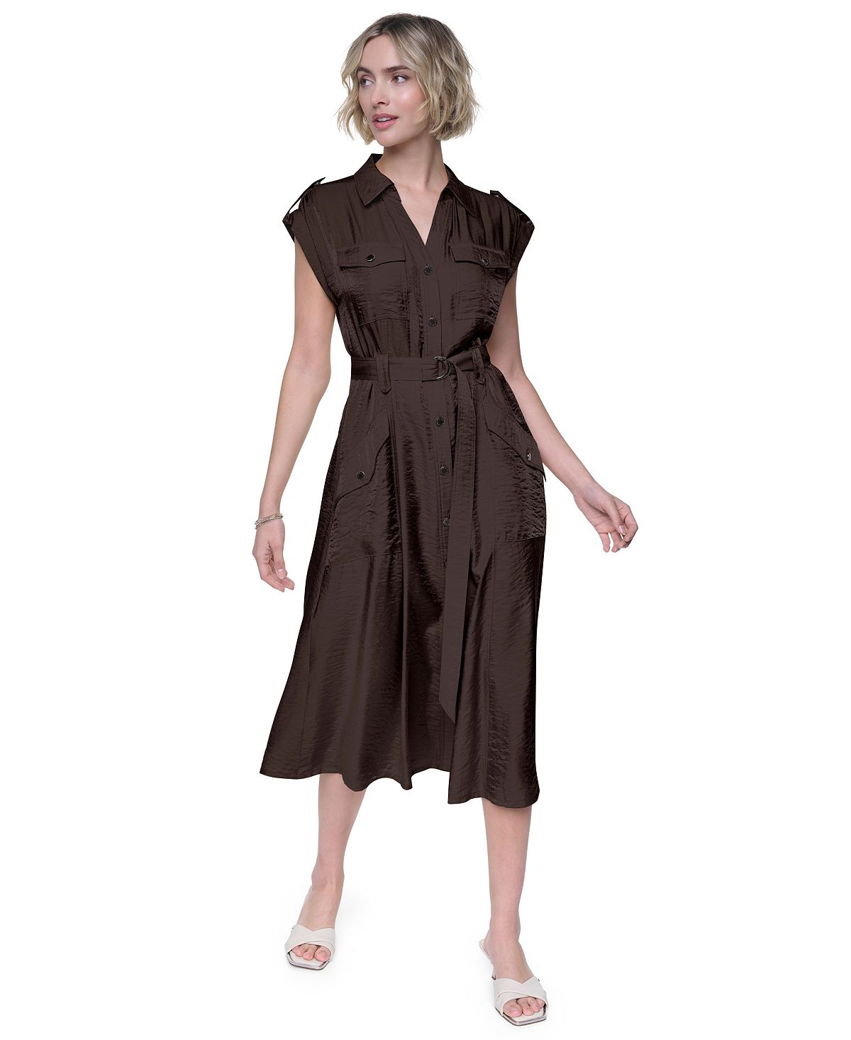 DKNY Women's Collared Neck Twinkle Cargo Dress view 1 — MAYCSS fashion products