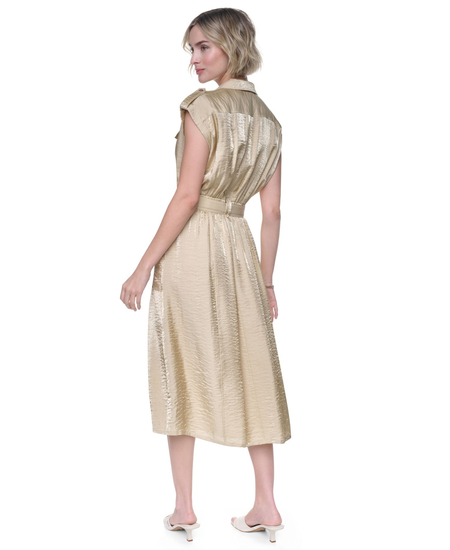 Women's Collared Neck Twinkle Cargo Dress