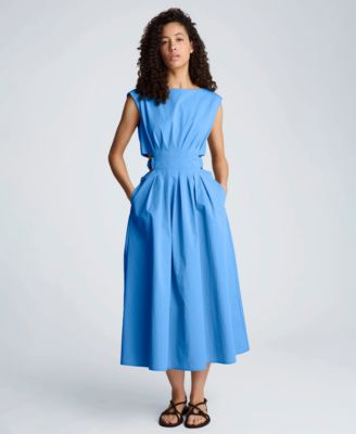 Women's Sleeveless Boat Neck Midi Dress