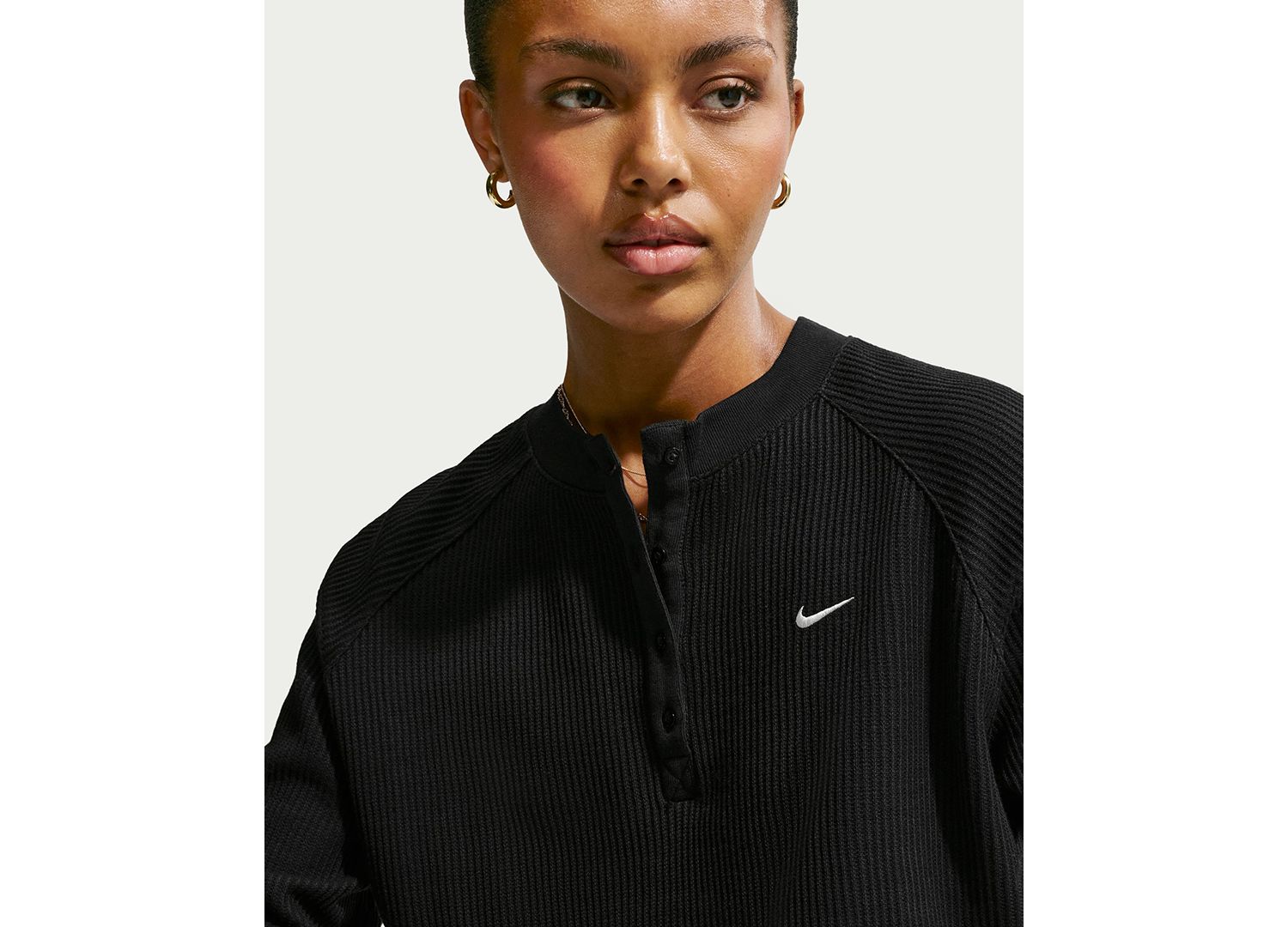 Women's Sportswear Chill Waffle Oversized Long-Sleeve Henley Top