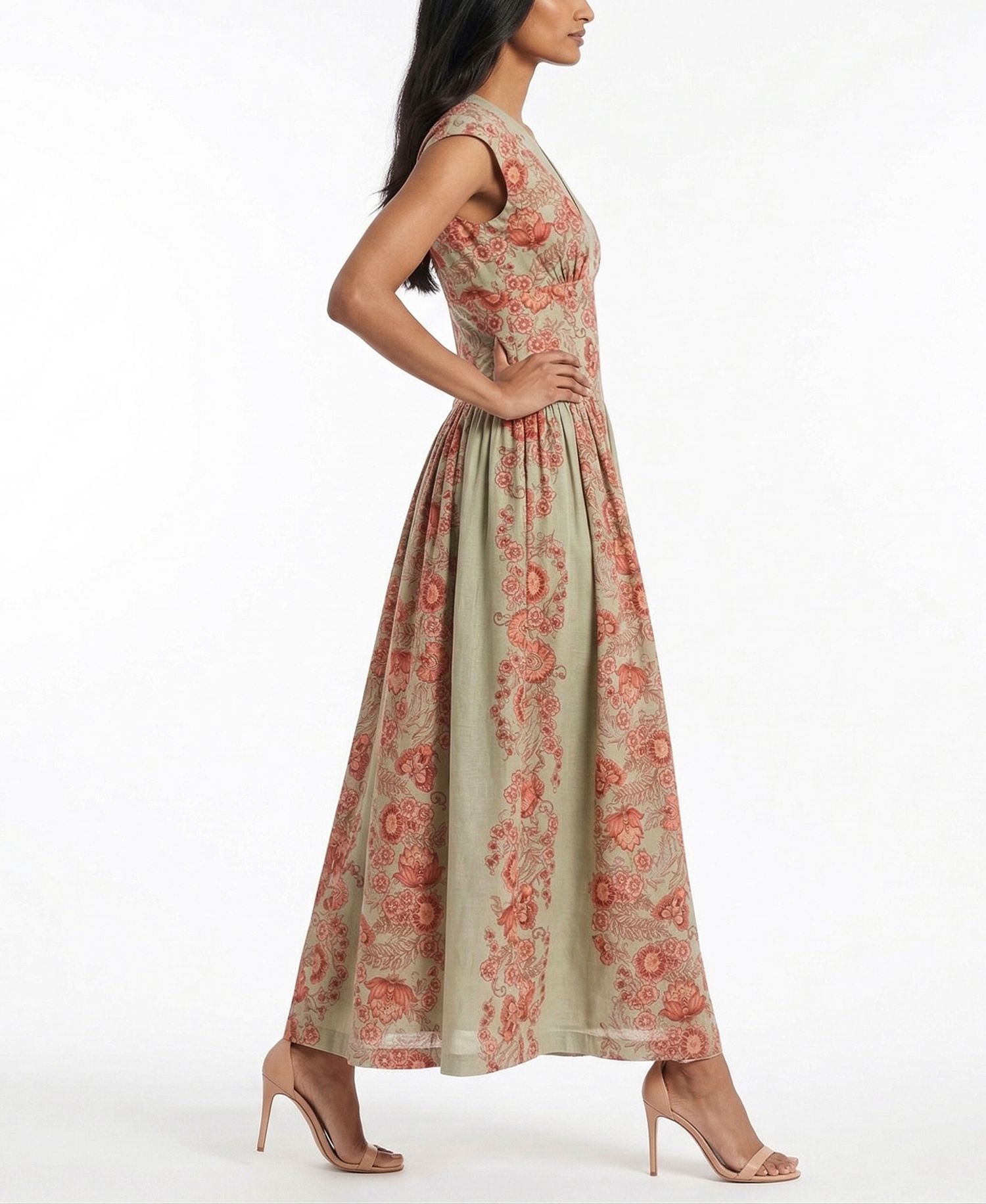 Women's V-Neck Floral Print A-Line Dress