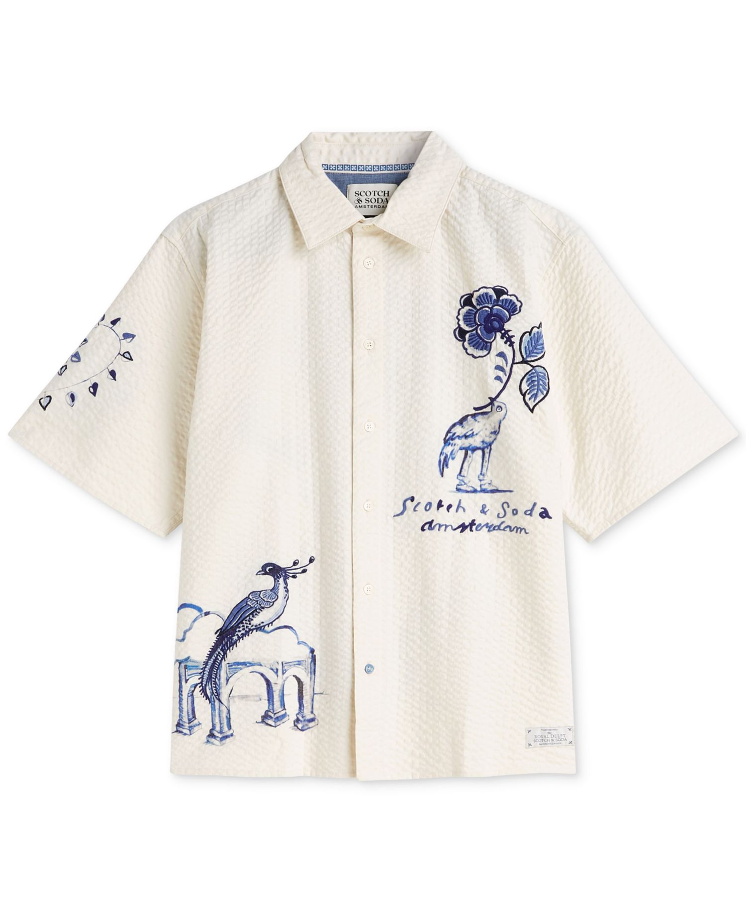 Men's Delfts Blauw Artwork Camp Collar Shirt