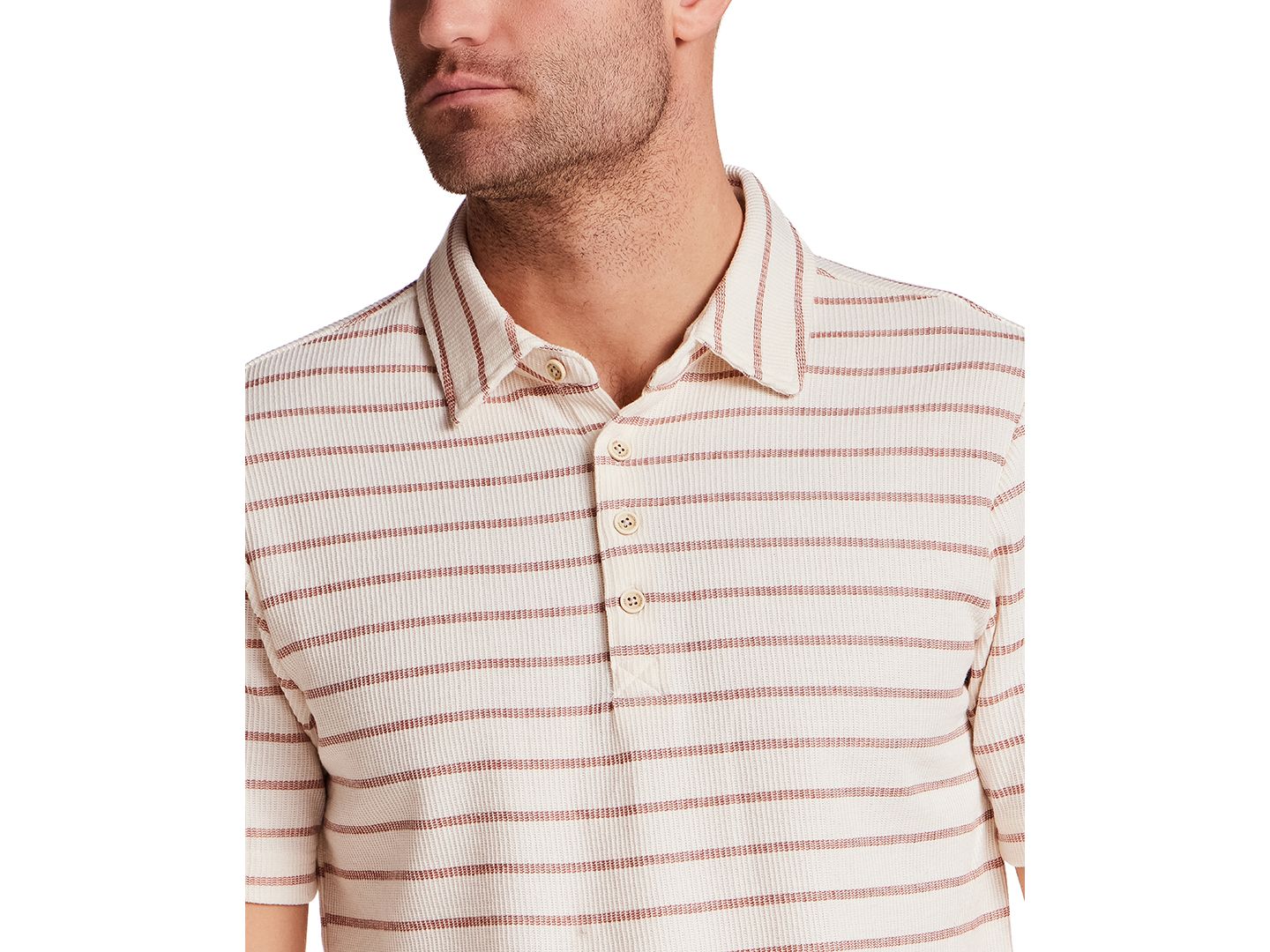 Мужское поло Weatherproof Vintage Short-Sleeve Terry Striped Polo Shirt, цвет: Малиновый — фото 3