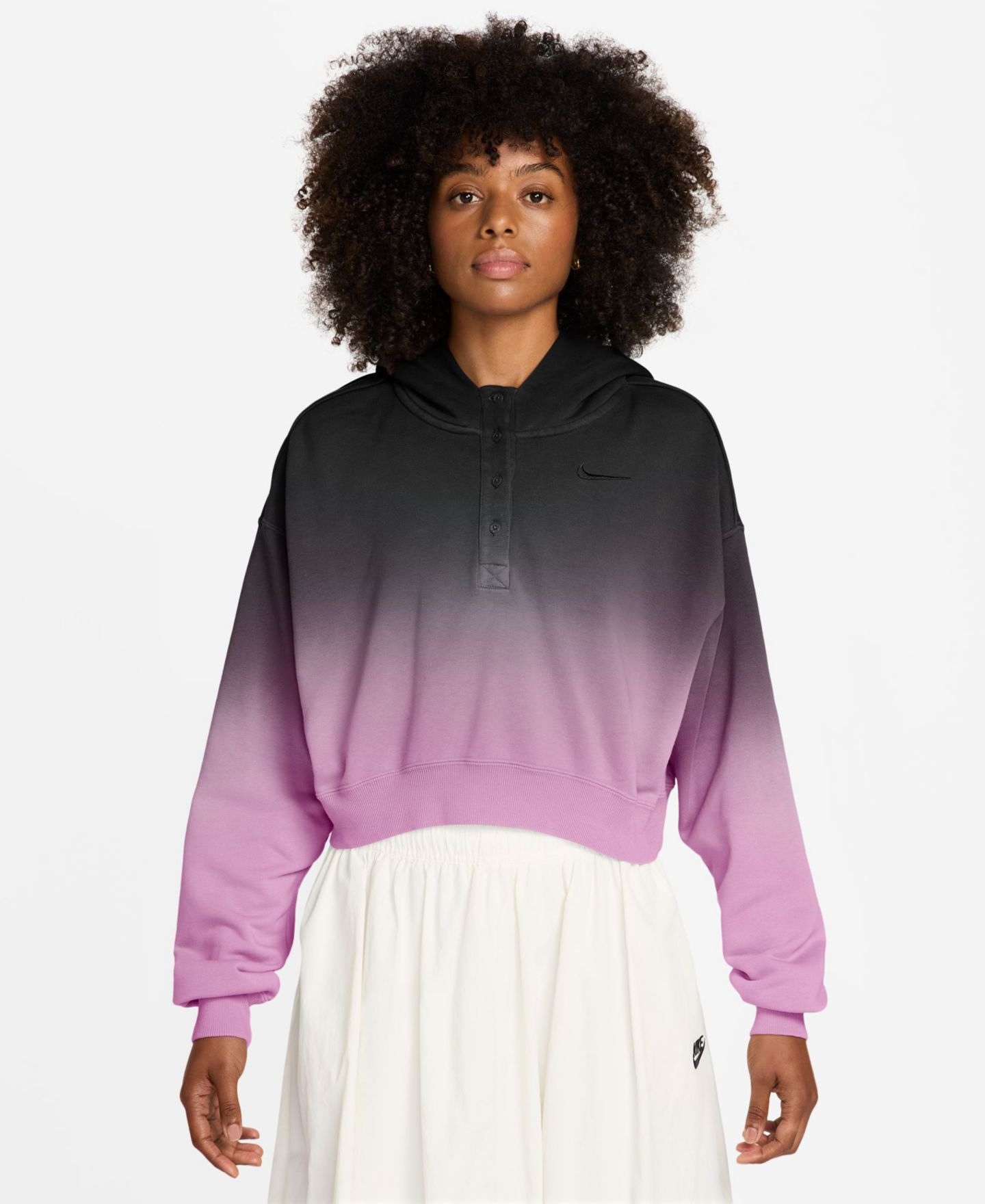 Женское худи Nike Sportswear Phoenix Fleece Oversized Henley, цвет: Синий — фото 12