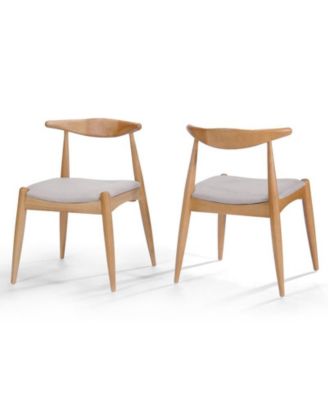 Rubberwood Dining Chairs with Ergonomic Backrest and Cushioned Seat Set of 2