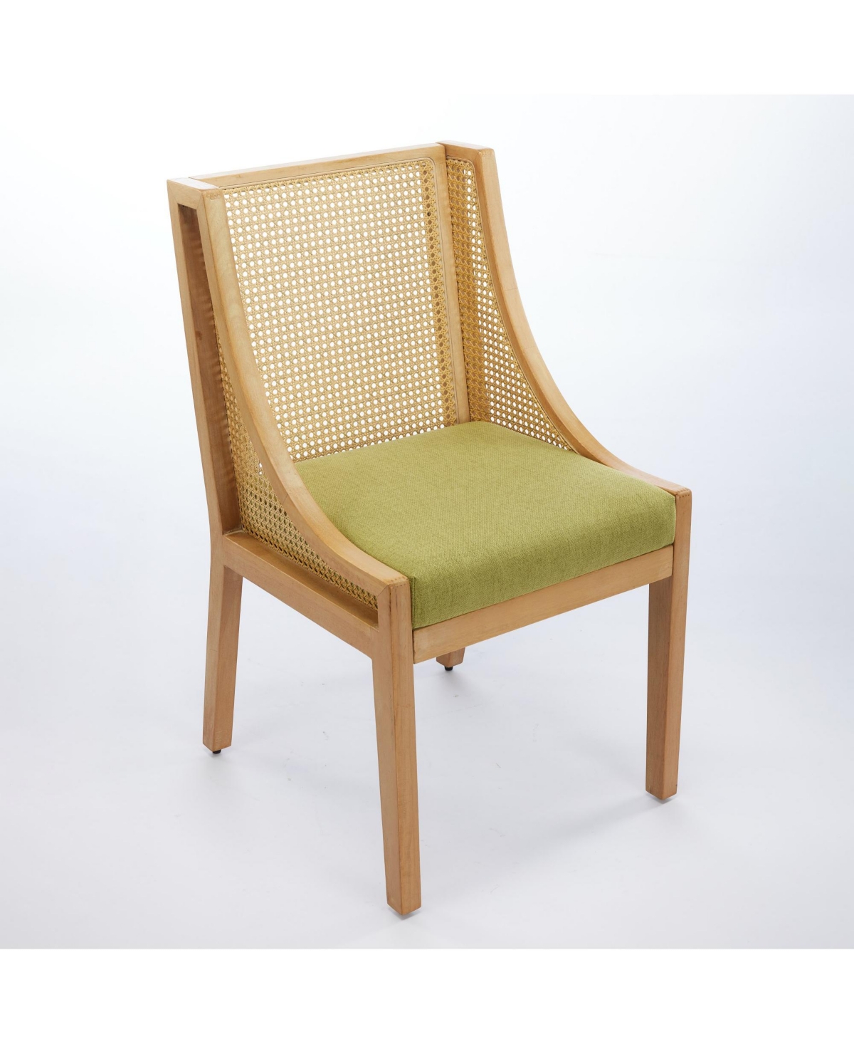 sumyeg Rattan Dining Chair with Solid Wood Frame and Upholstered Seat Single Chair