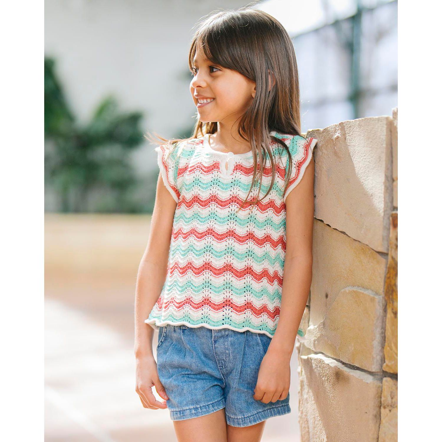 Girls Hope and Henry Organic Flutter Sleeve Sweater Top