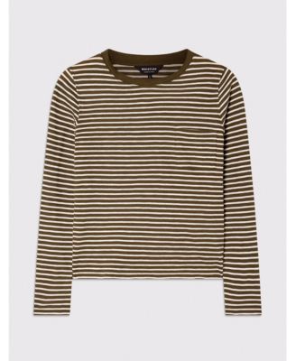 Women's Stripe Crew Neck Pocket Top