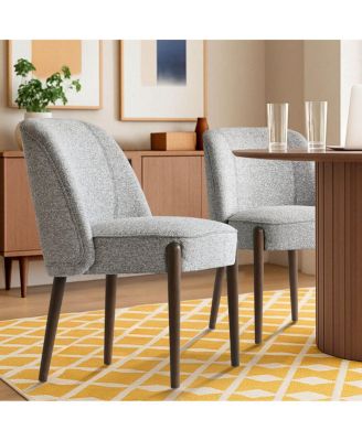 Upholstered Dining Chairs Set of 2, Solid Wood Legs, Dining Room
