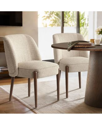 Upholstered Dining Chairs Set of 2, Solid Wood Legs, Dining Room