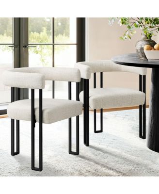 Modern Upholstered Dining Chairs Set of 2, Metal Legs, Armchair