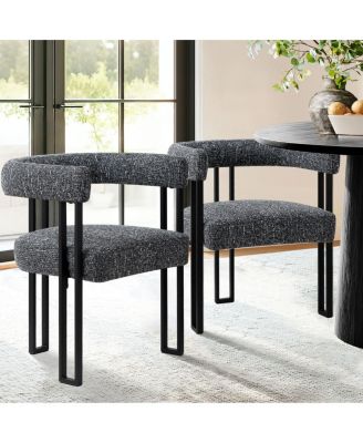 Modern Upholstered Dining Chairs Set of 2, Metal Legs, Armchair