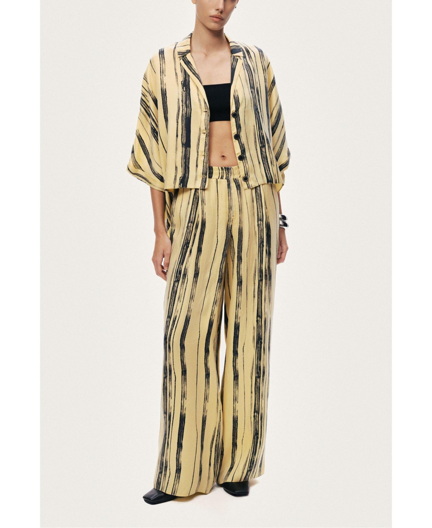Women's Striped Wide-Leg Pants