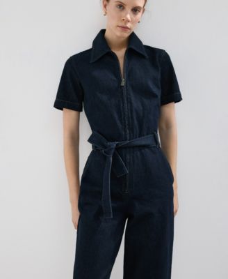 Women's Belt Denim Jumpsuit